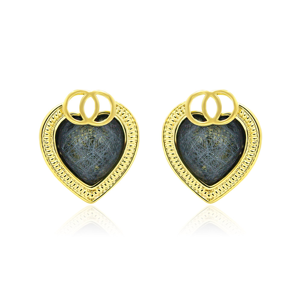 Bubbly Gold Glitter Heart Stud Earrings